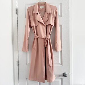 J.O.A. "Blissful" Crepe Trench Coat in Blush Pink, size XS